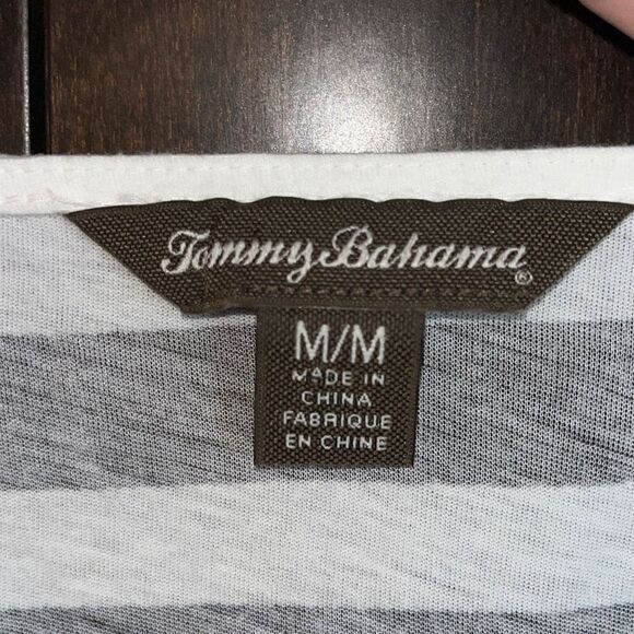 Tommy Bahama White Semi Sheer Stripes Top Medium - Picture 4 of 5